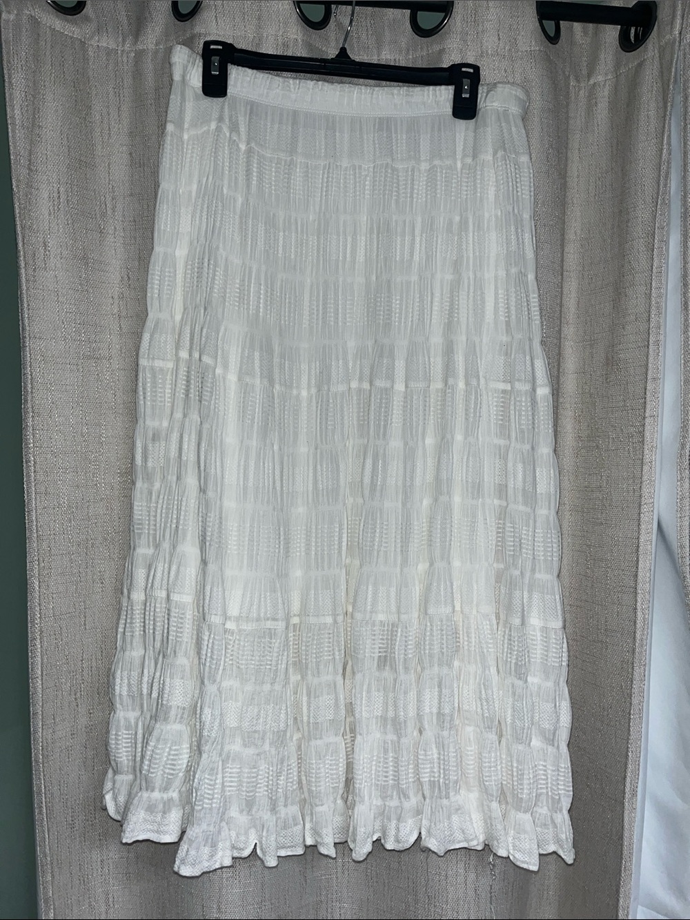 Max Studio White Tiered Maxi Skirt